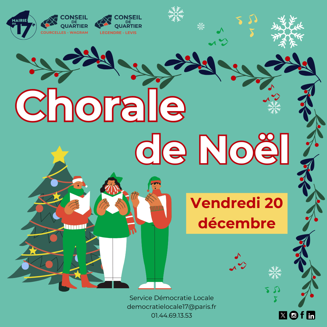 Affiche pour la chorale de noel organisée par le conseil de quartier 