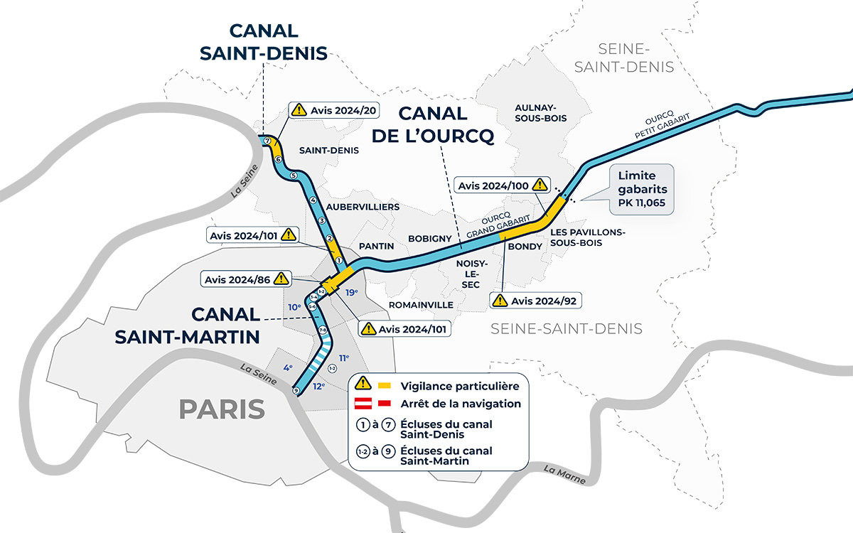 Visualisation des avis à la batellerie sur une carte