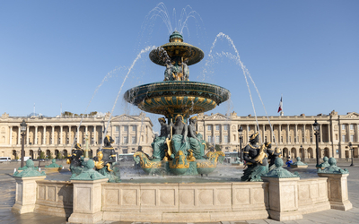 Fontaine de la place de la concorde en fonctionnement