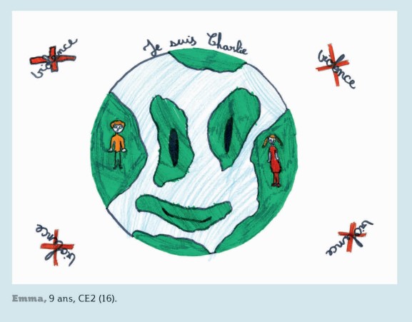 Un globe terrestre entouré de l'expression Je suis Charlie