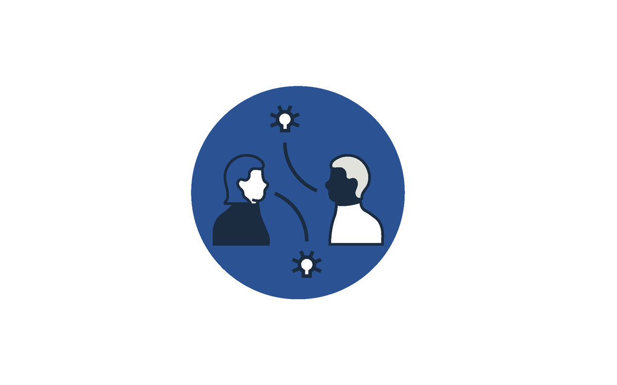 Vignette graphique de deux personnes qui discutent