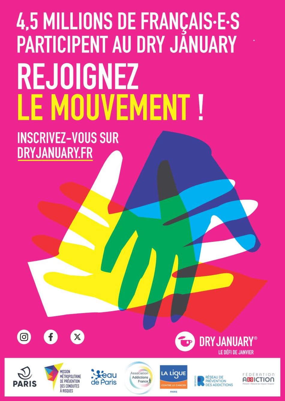 Affihe informant que 4;5 millons de françaises participent au Dry January