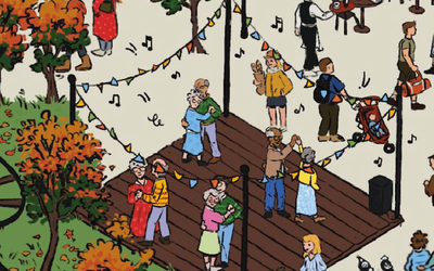 Illustration du Bal des seniors sur la carte de vœux 2025