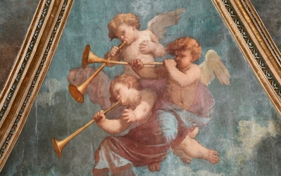 Oeuvre peinte par Isidore Pils représentant des anges dans la chapelle des Charcutiers 