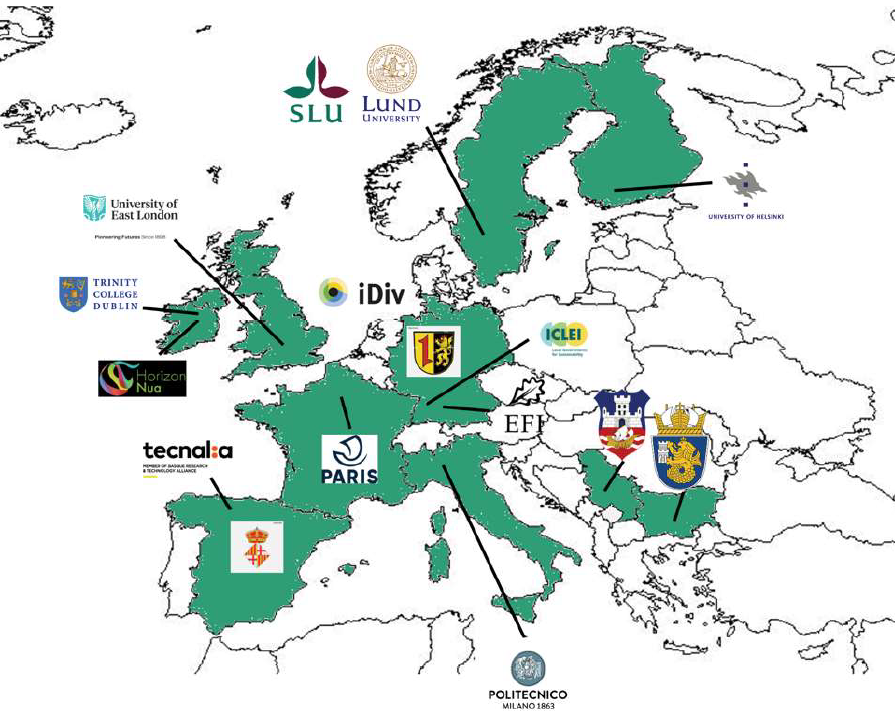 Une carte des partenaires européens qui collaborent au sein du projet UNP+