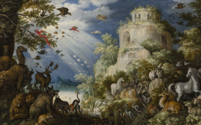 tableau représentant des animaux et la nature