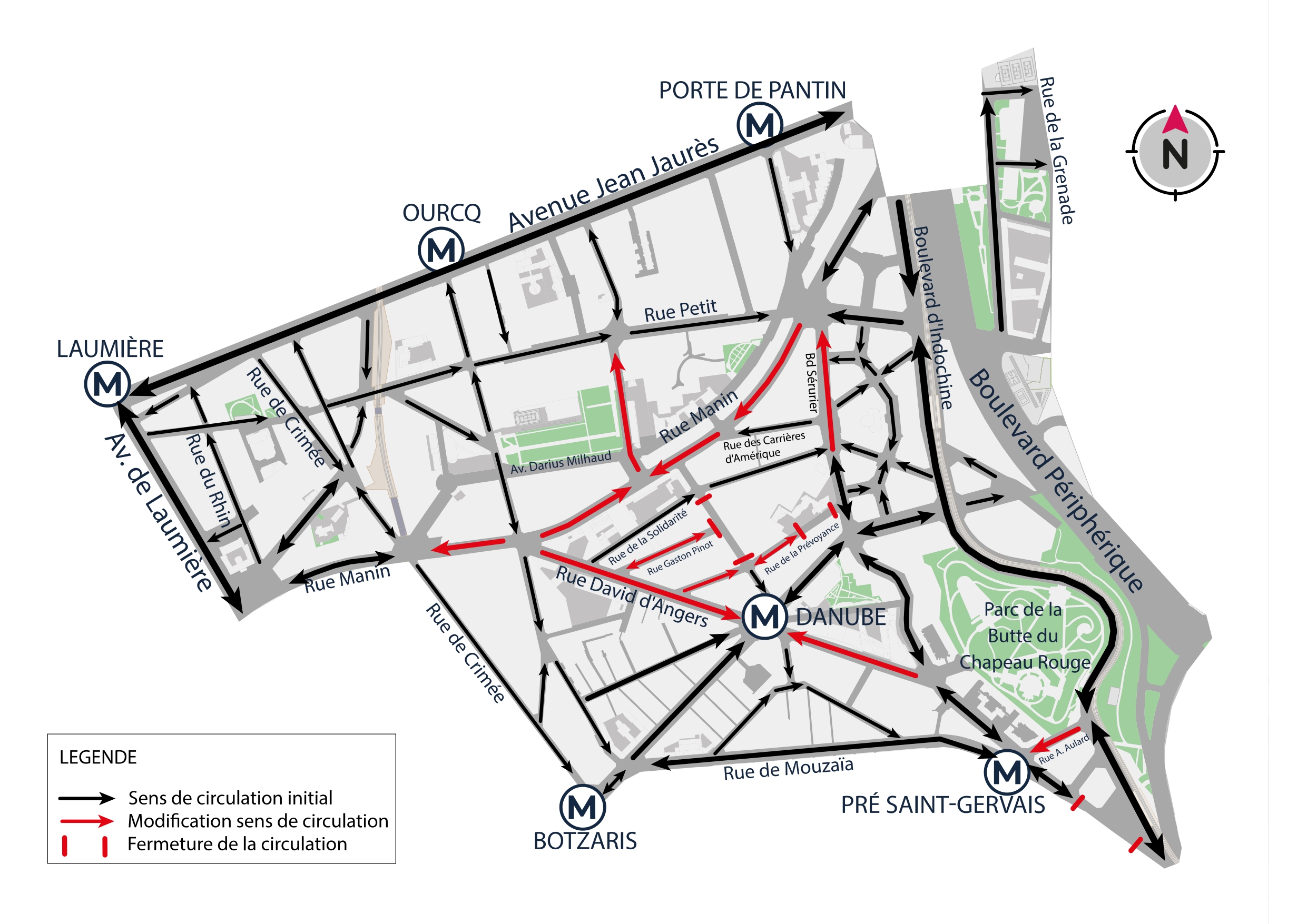 plan de circulation de Danube dû aux travaux 