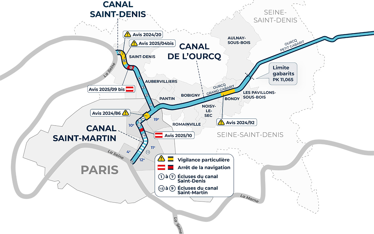 Visualisation des avis à la batellerie sur une carte