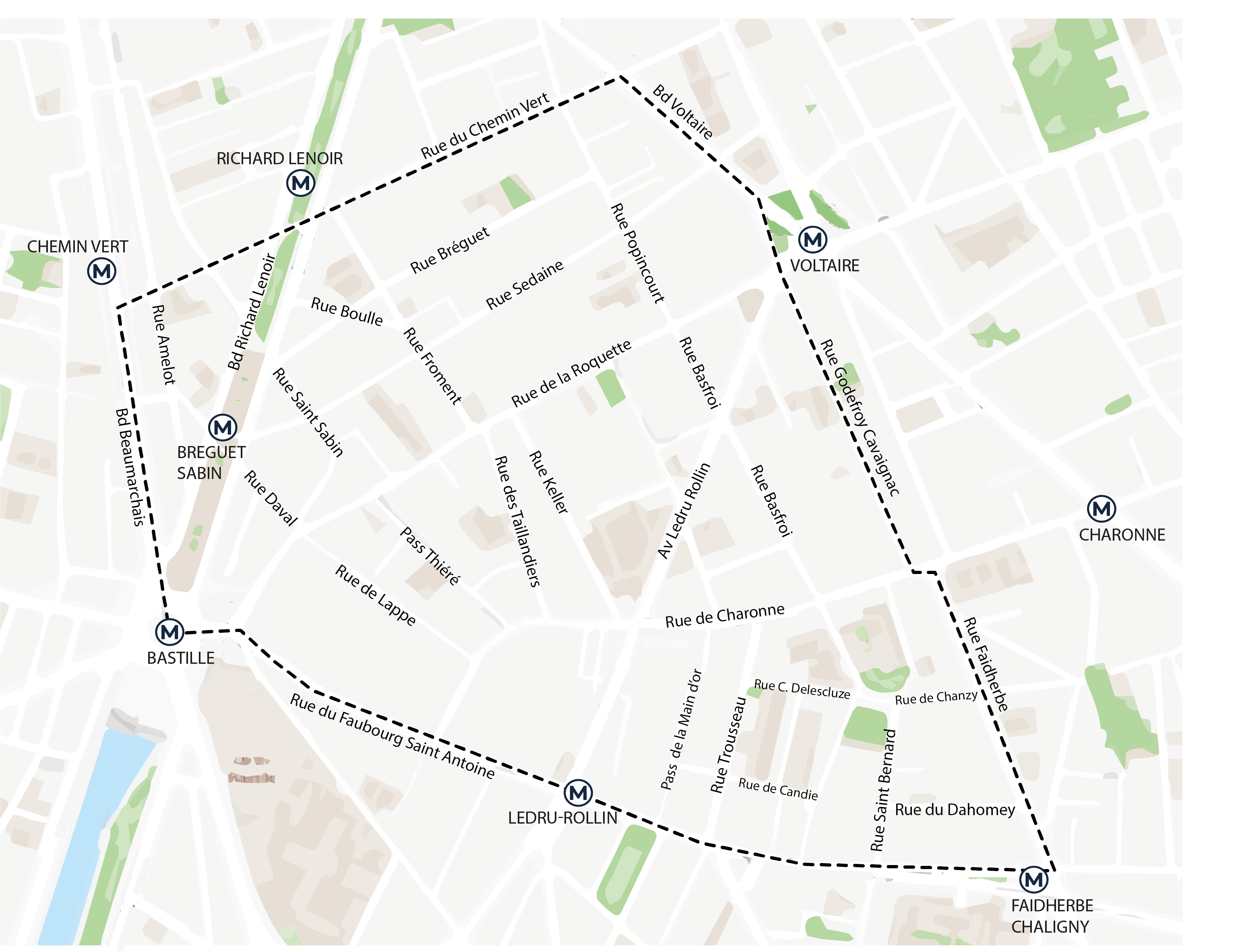Plan du quartier Bastille Popincourt