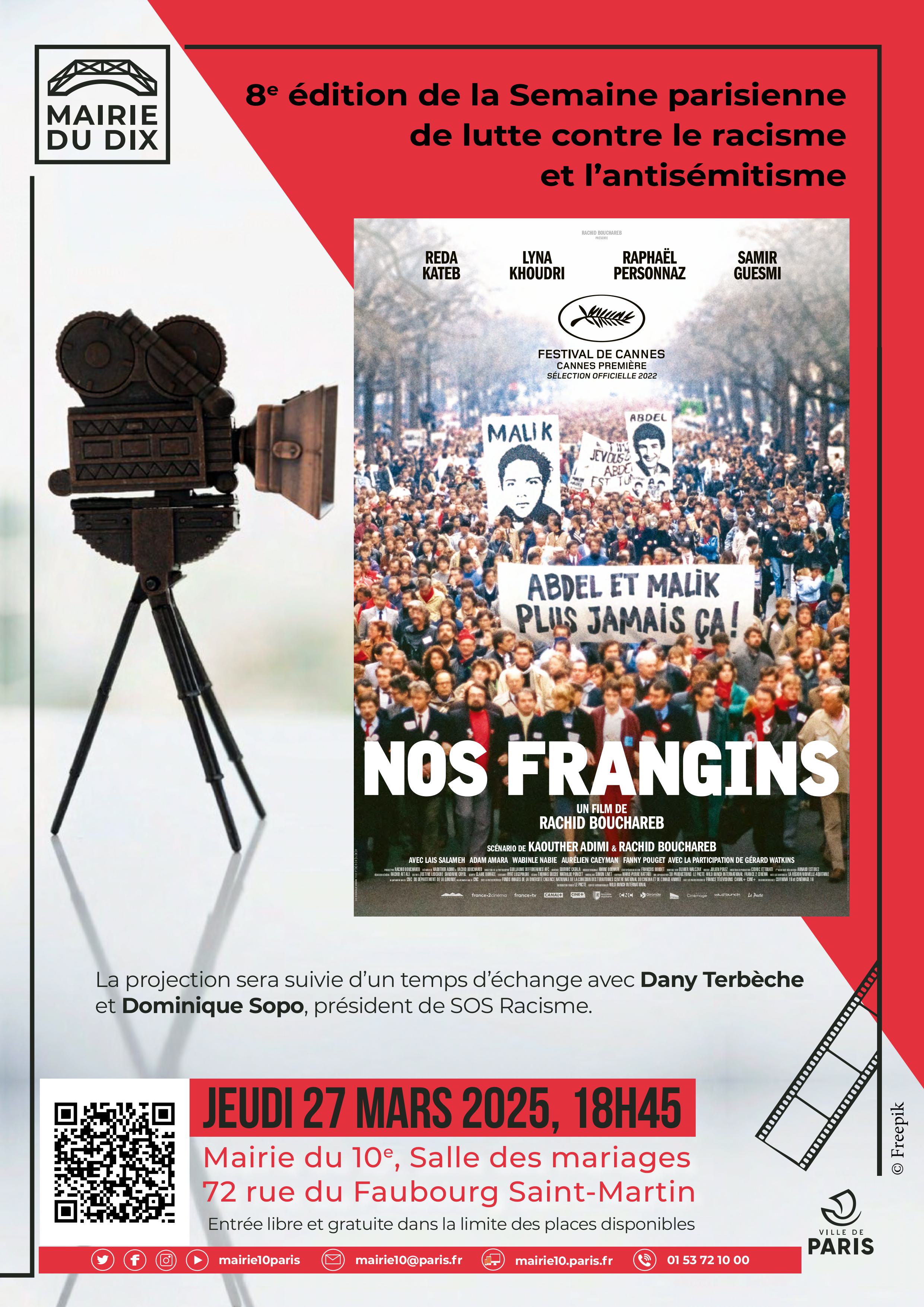 caméra et affiche de film