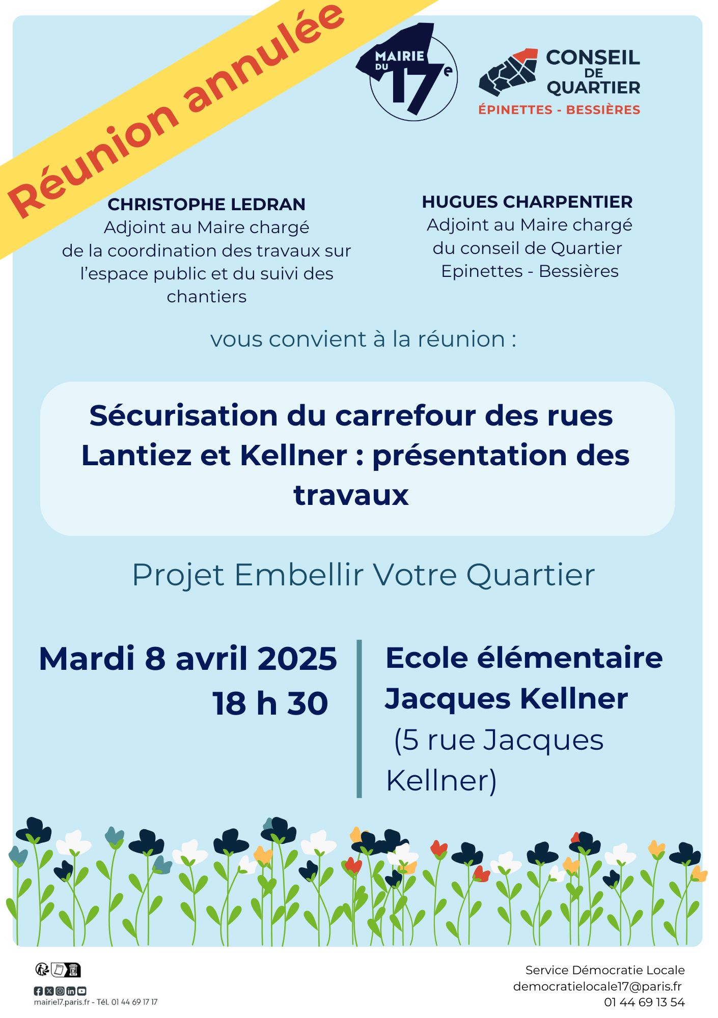 La réunion publique Lantiez kellner du mardi 8 avril est annulée