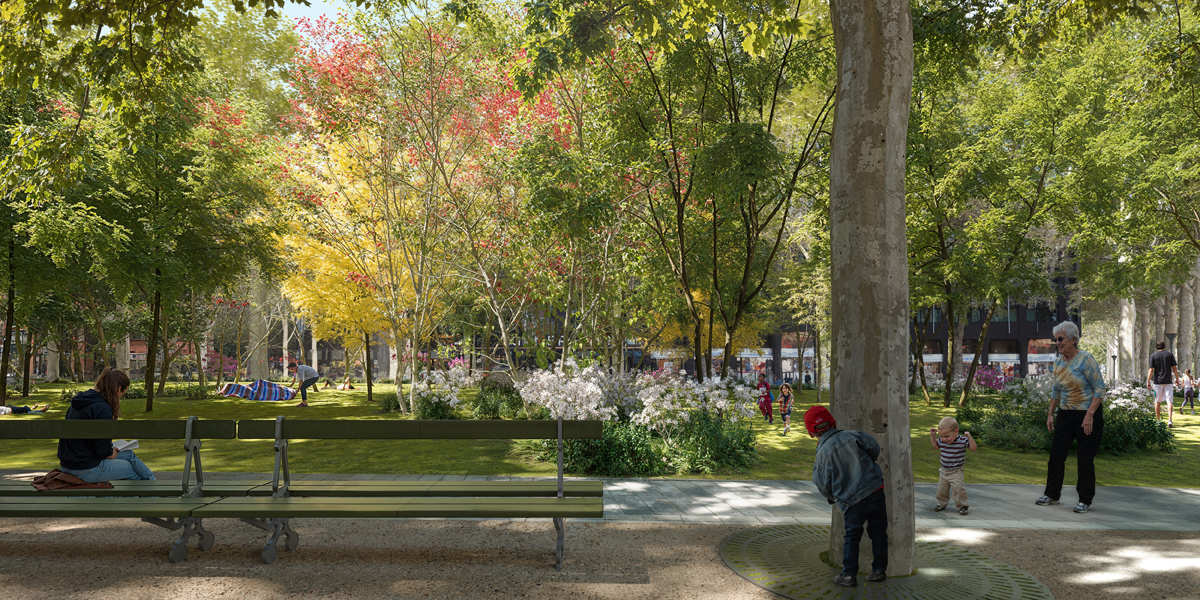 Image de synthèse de la place du Colonel Fabien. 
