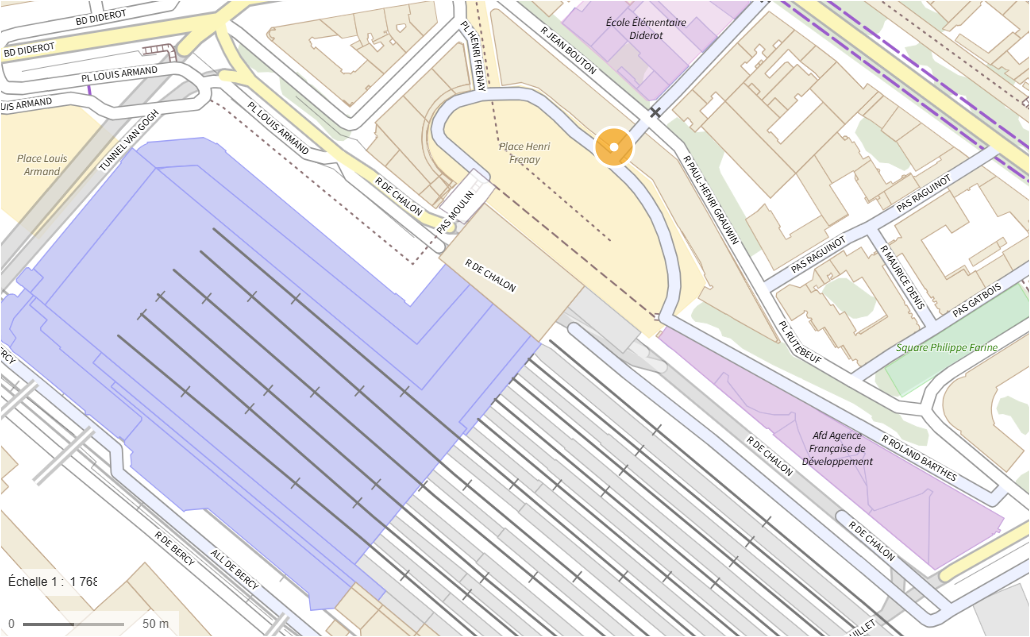 Plan de la place Henri Frenay