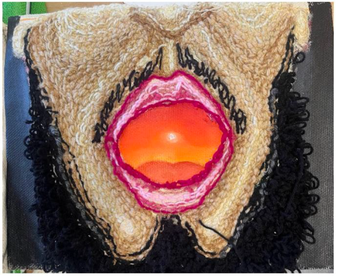 Broderie sur toile de jute, une Oeuvre de Amine Habki, UnknowUser_sunset , 2024. 