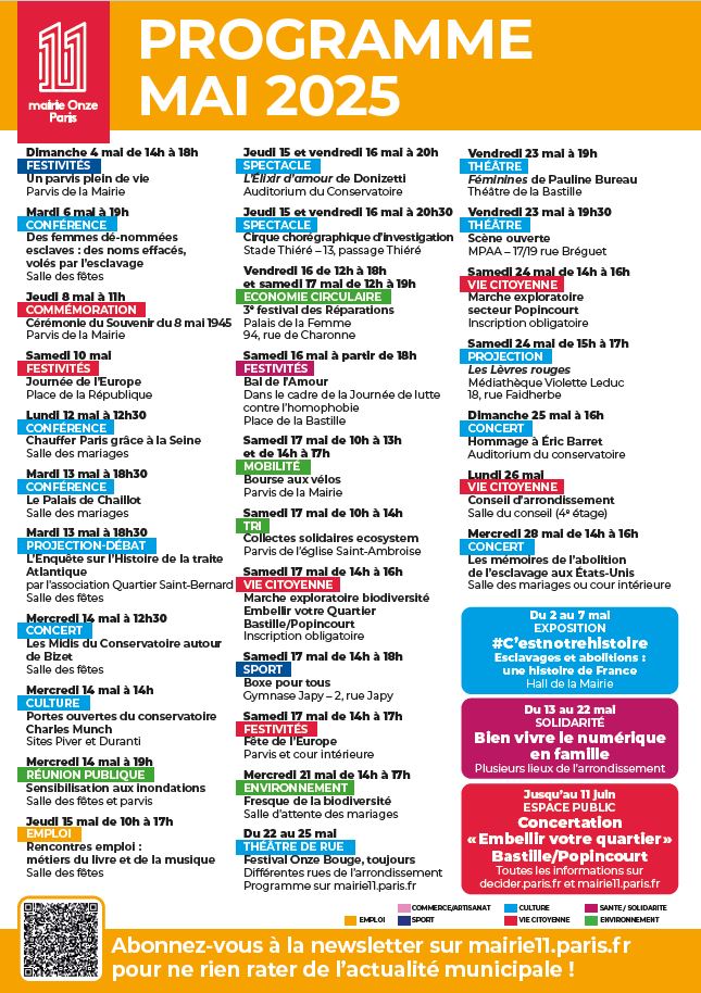agenda du mois de mai
