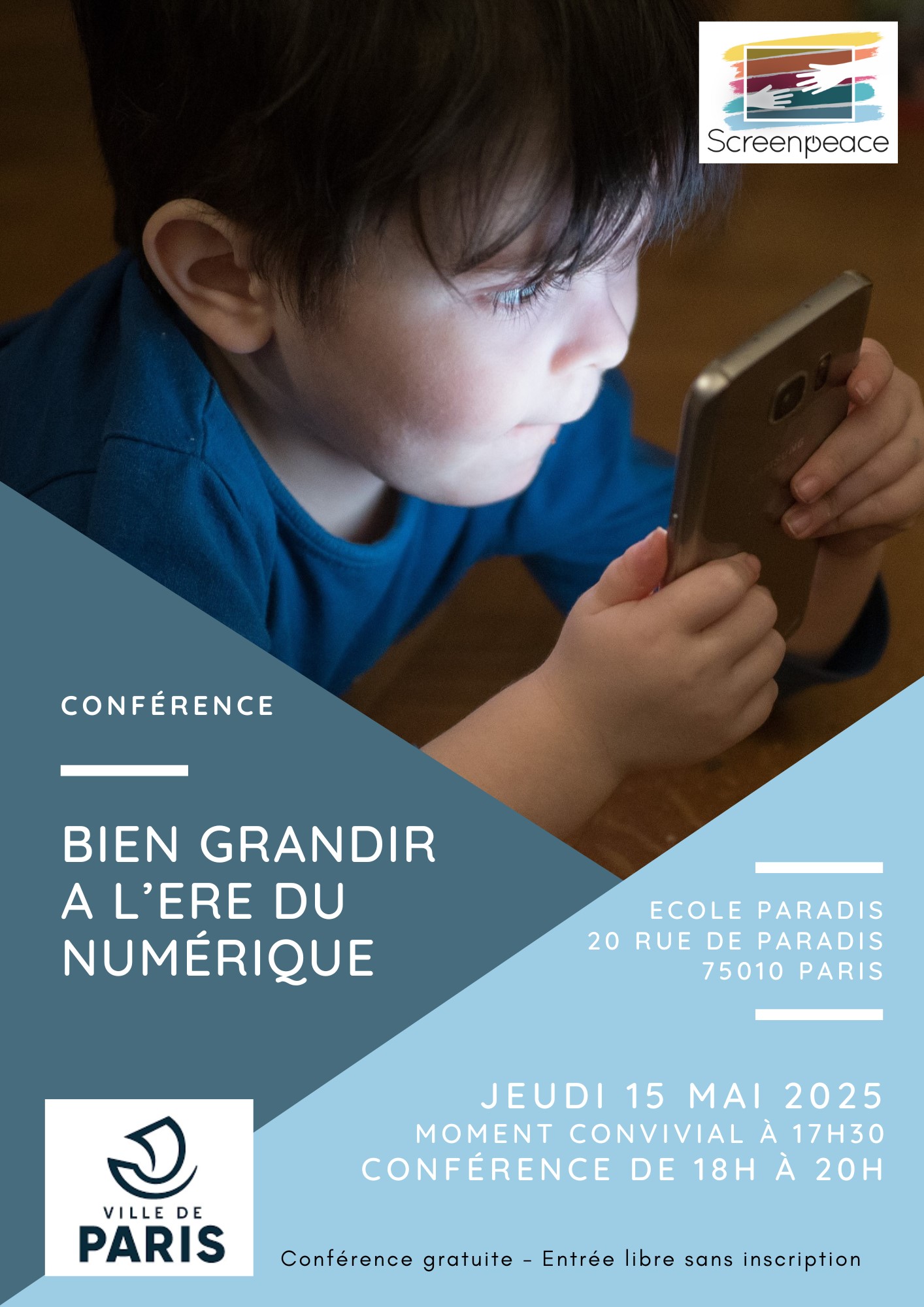 enfant regardant un téléphone portable