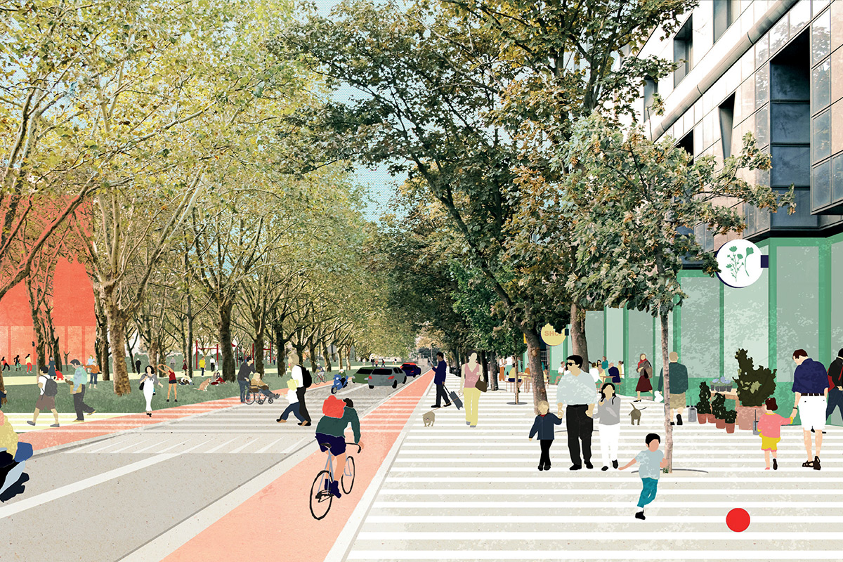 perspective de la rue Emile Reynaud réaménagée