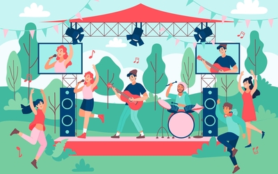 Une illustration avec des gens qui font de la musique