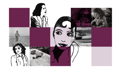 illustration de femme en damier