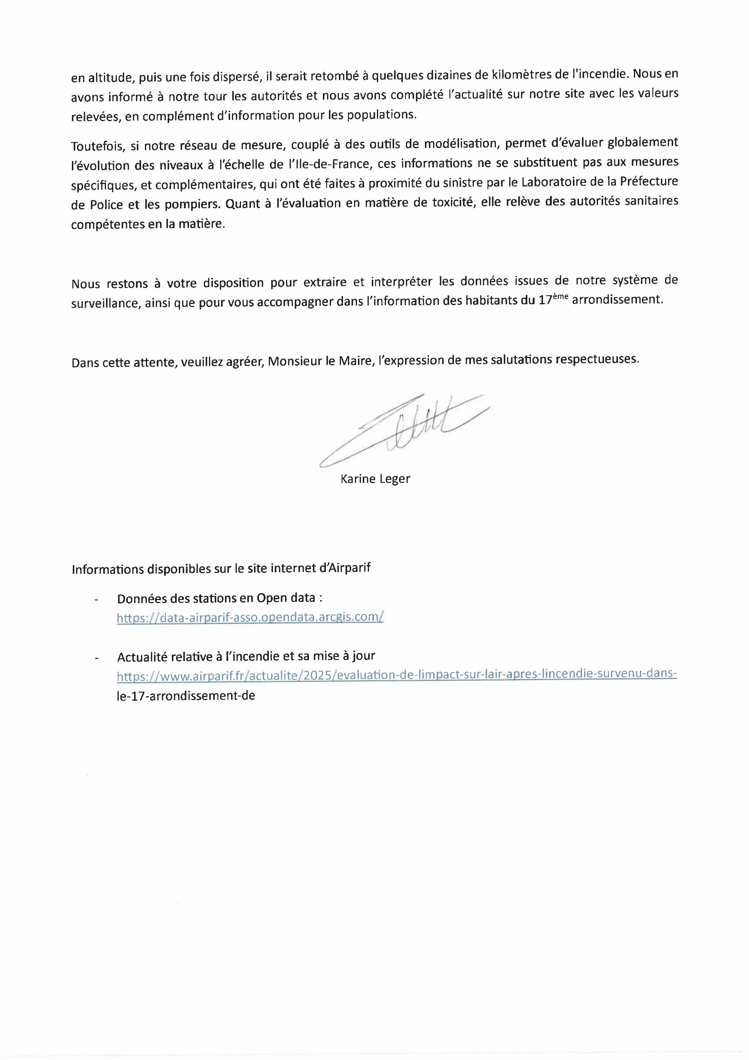 Réponse Airparif Incendie Syctom