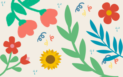 Image avec des fleurs vectorielles qui illustrent le dîner de Pereire 12 juin 