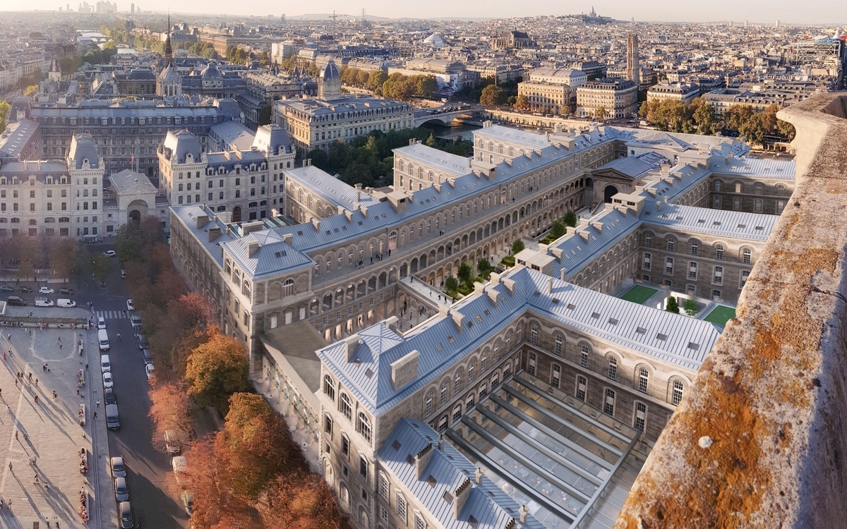 vue aérienne de l'Hôtel-Dieu de Paris