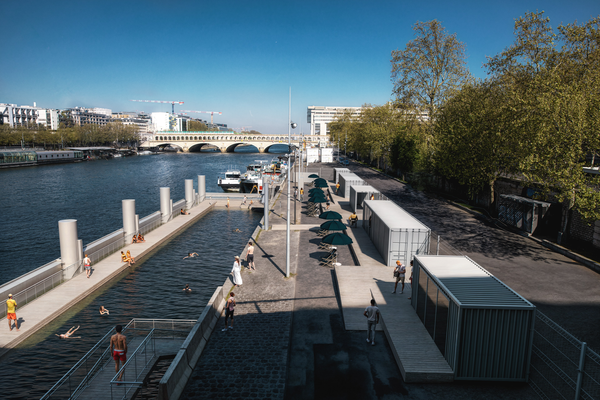 Image en 3D du bassin dans la Seine de Bercy