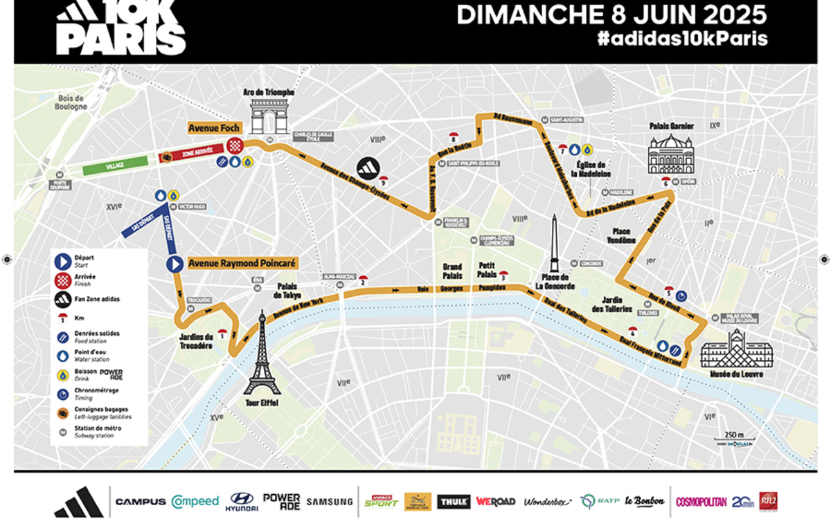 Carte de Paris avec le tracé d'une course