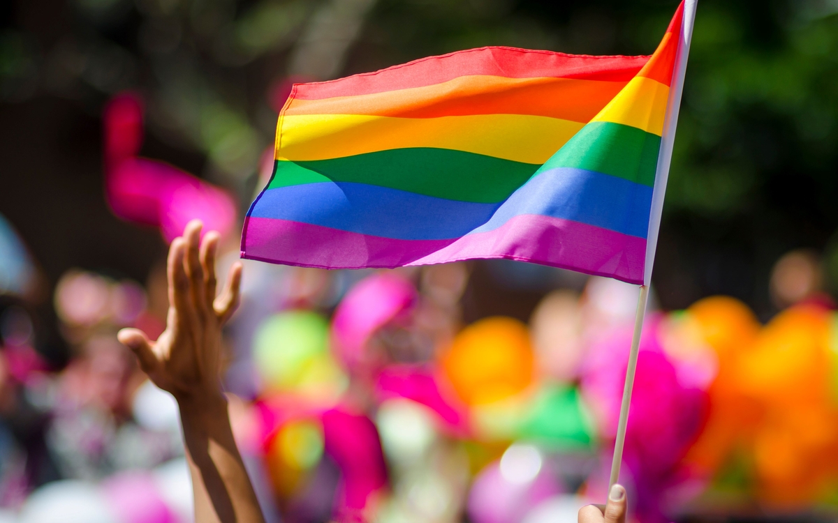 Il s'agit du drapeau LGBT