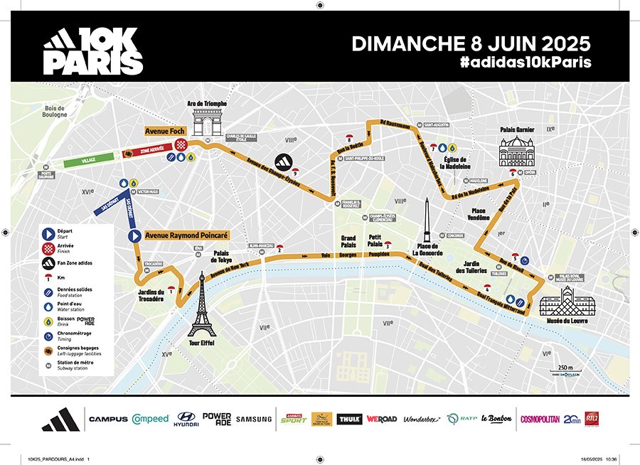 Carte de Paris avec le tracé d'une course