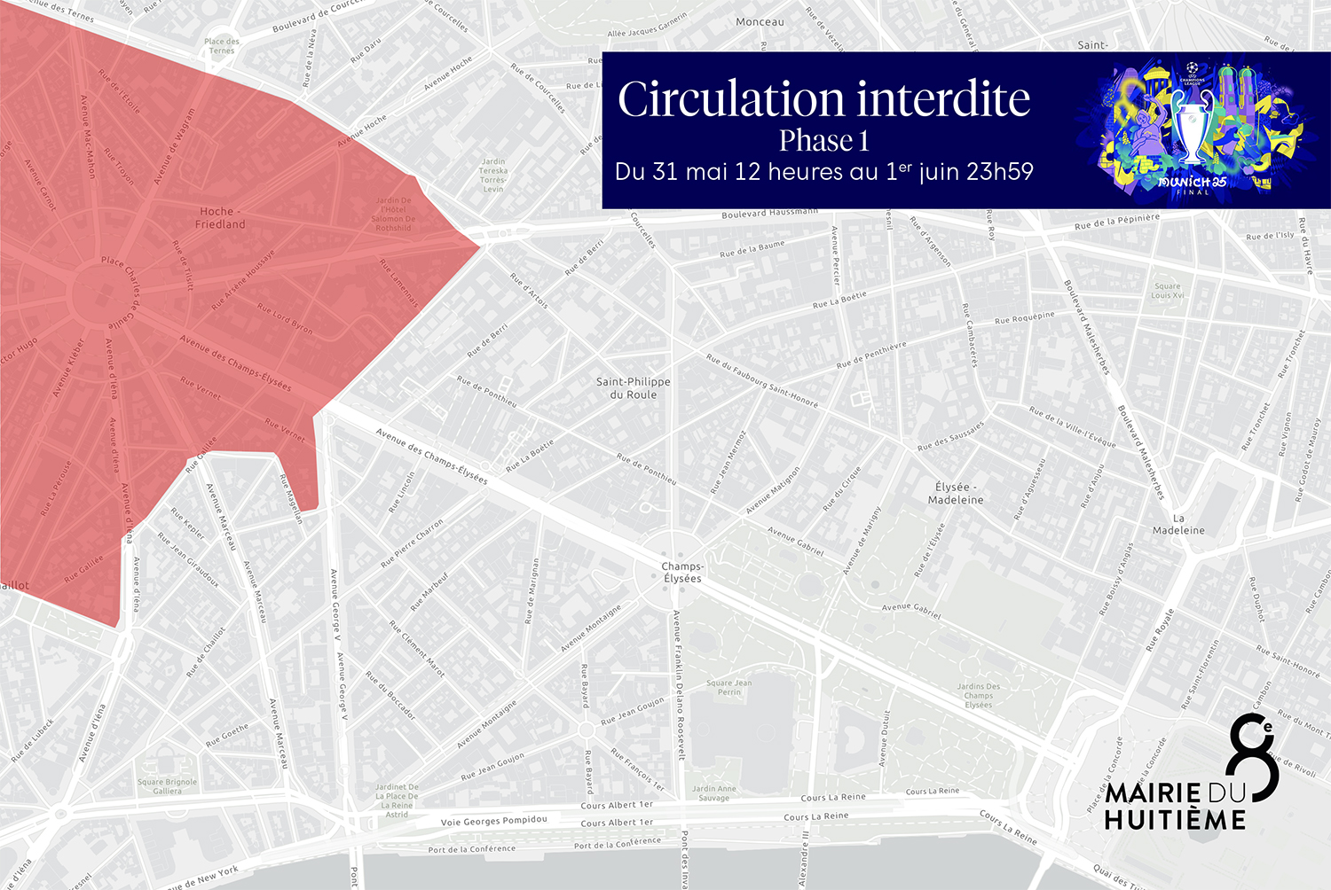 Carte du 8e avec une zone rouge