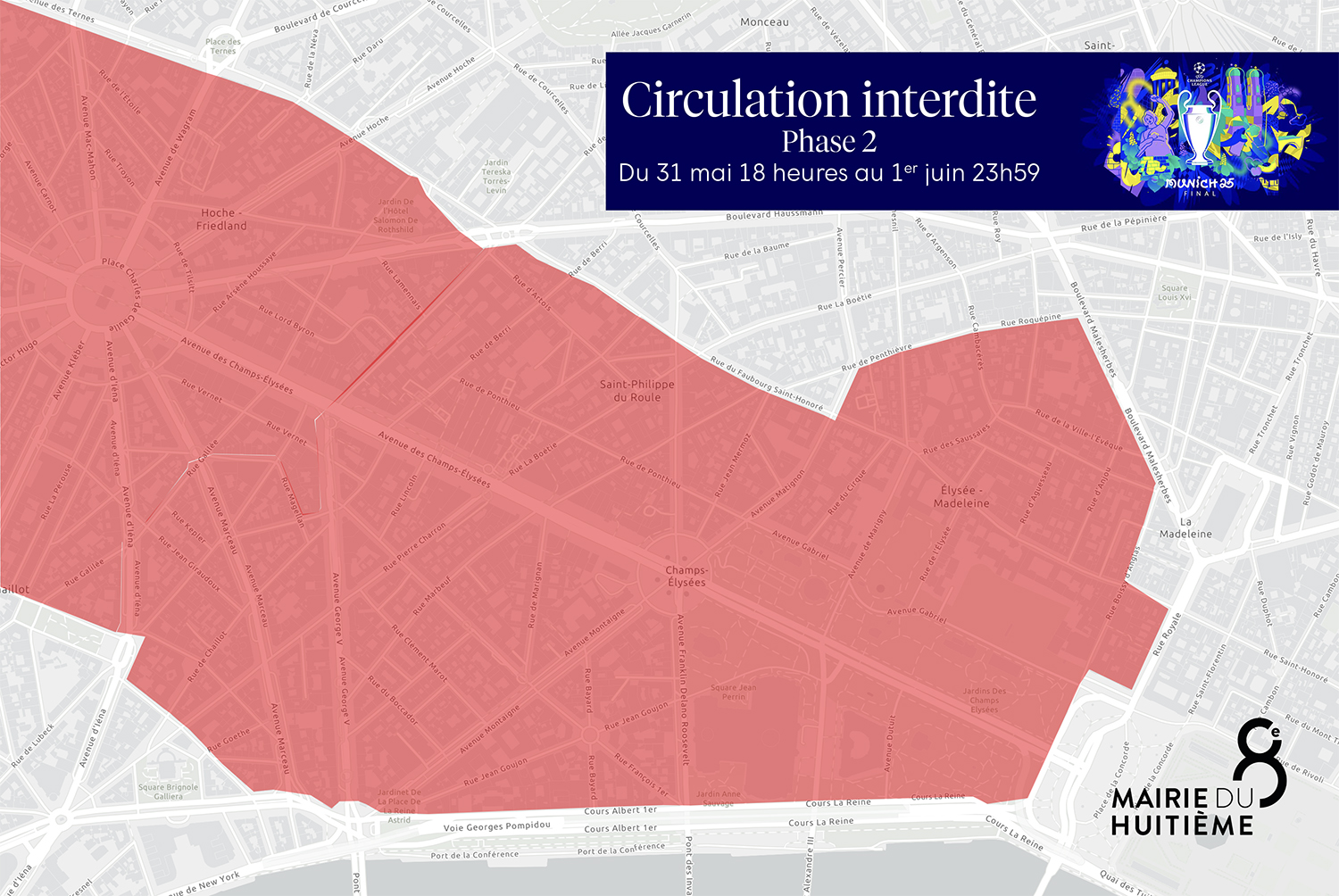 Carte du 8e avec une zone rouge