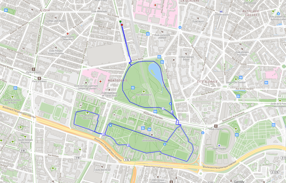 Le parcours du parc Montsouris à la Cité internationale universitaire