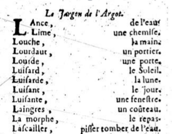 Liste de mots argotiques.