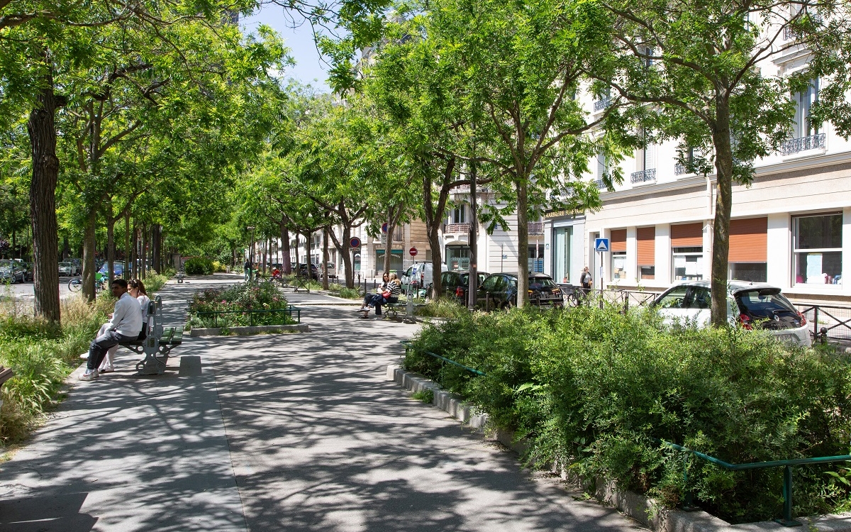 Photo du boulenvard Edgard Quinet réaménagé et végétalisé suite à la démarche Embellir Votre Quartier