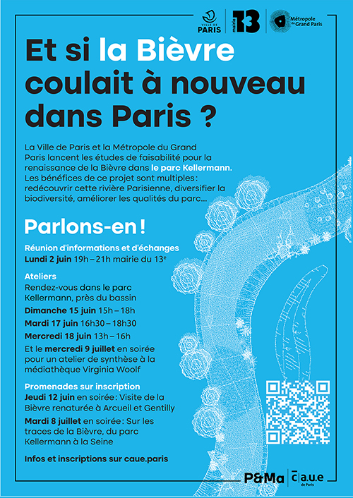 Affiche annonçant les rendez-vous de concertation sur la renaissance de la Bièvre