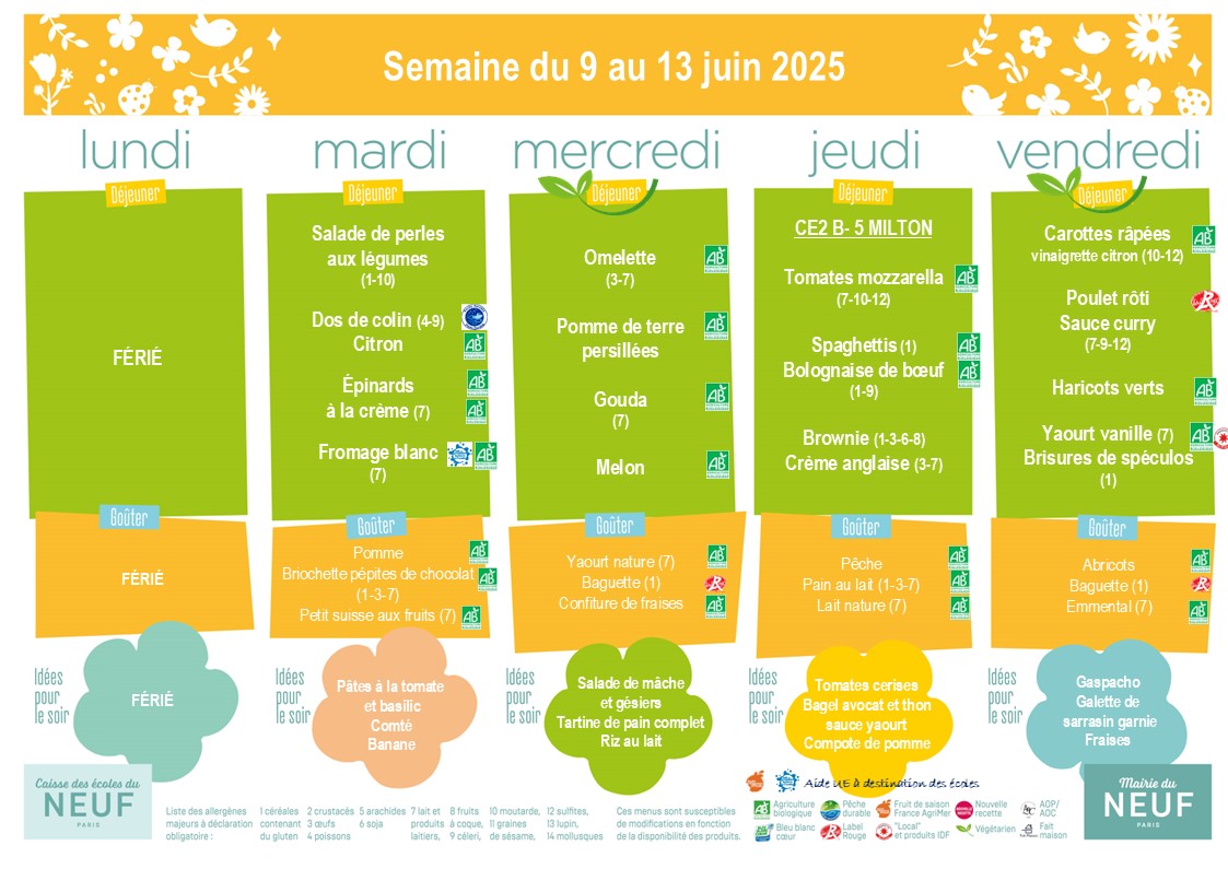 menus écoles
