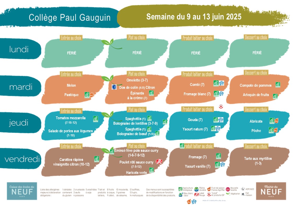 menus collège