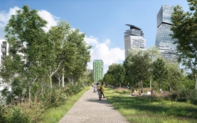 Perspective de Réaménagement de la Petite Ceinture en espace de promenade - secteur Bédier Oudiné - Paris 13e