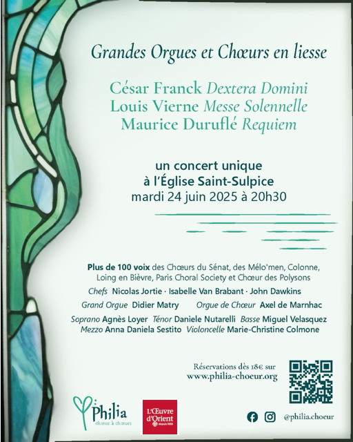 Un concert exceptionnel à l'église Saint-Sulpice au profit de l'Œuvre d'Orient