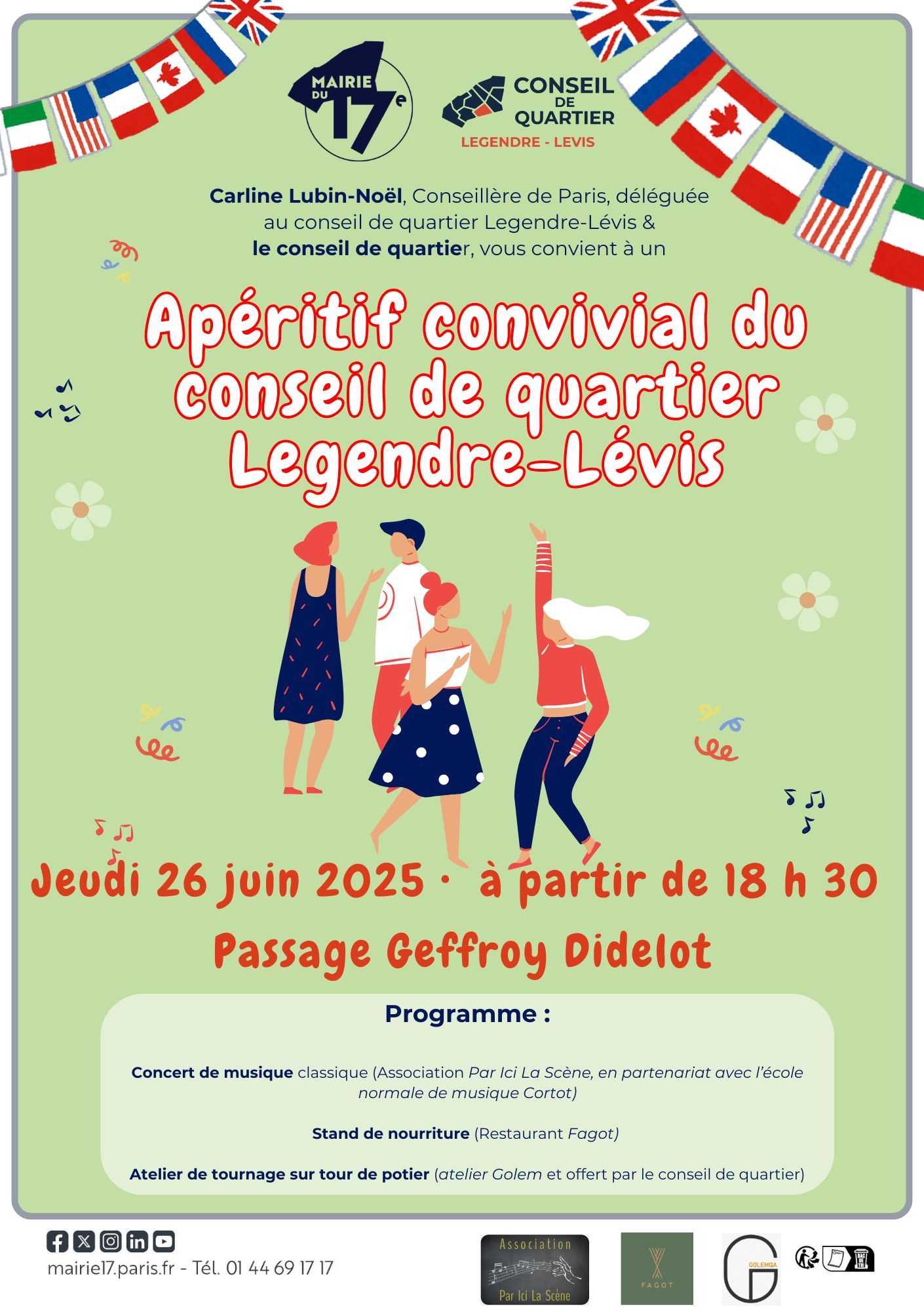 Affiche de l'apéritif convivial du conseil de quartier qui se tiendra le mardi 26 juin