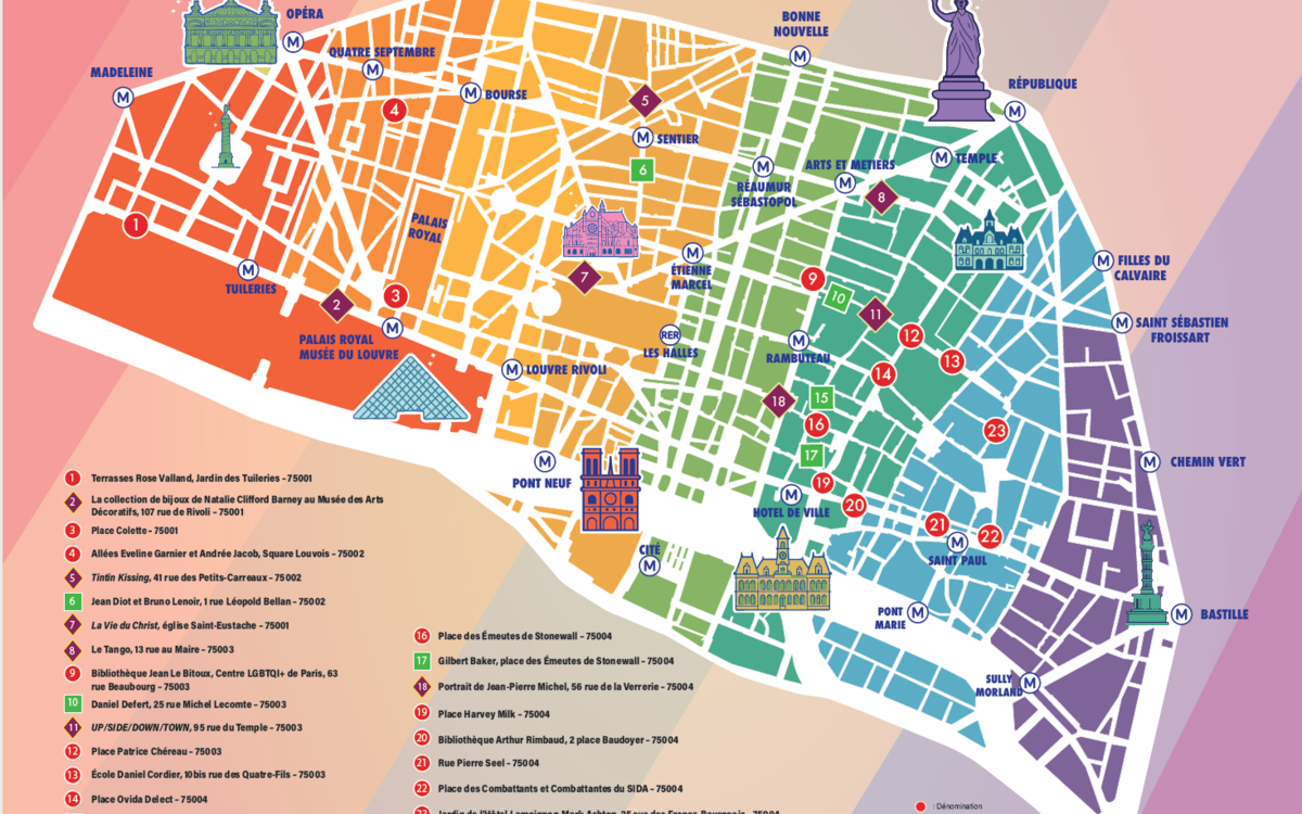 L'image représente la carte du parcours Mémoires LGBTQI+