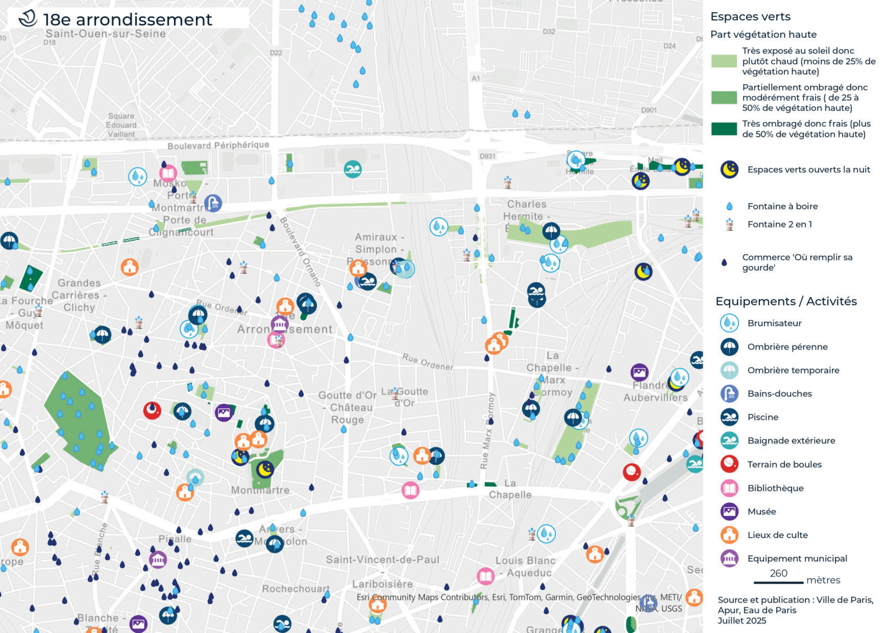 Carte fraicheurs Paris 18