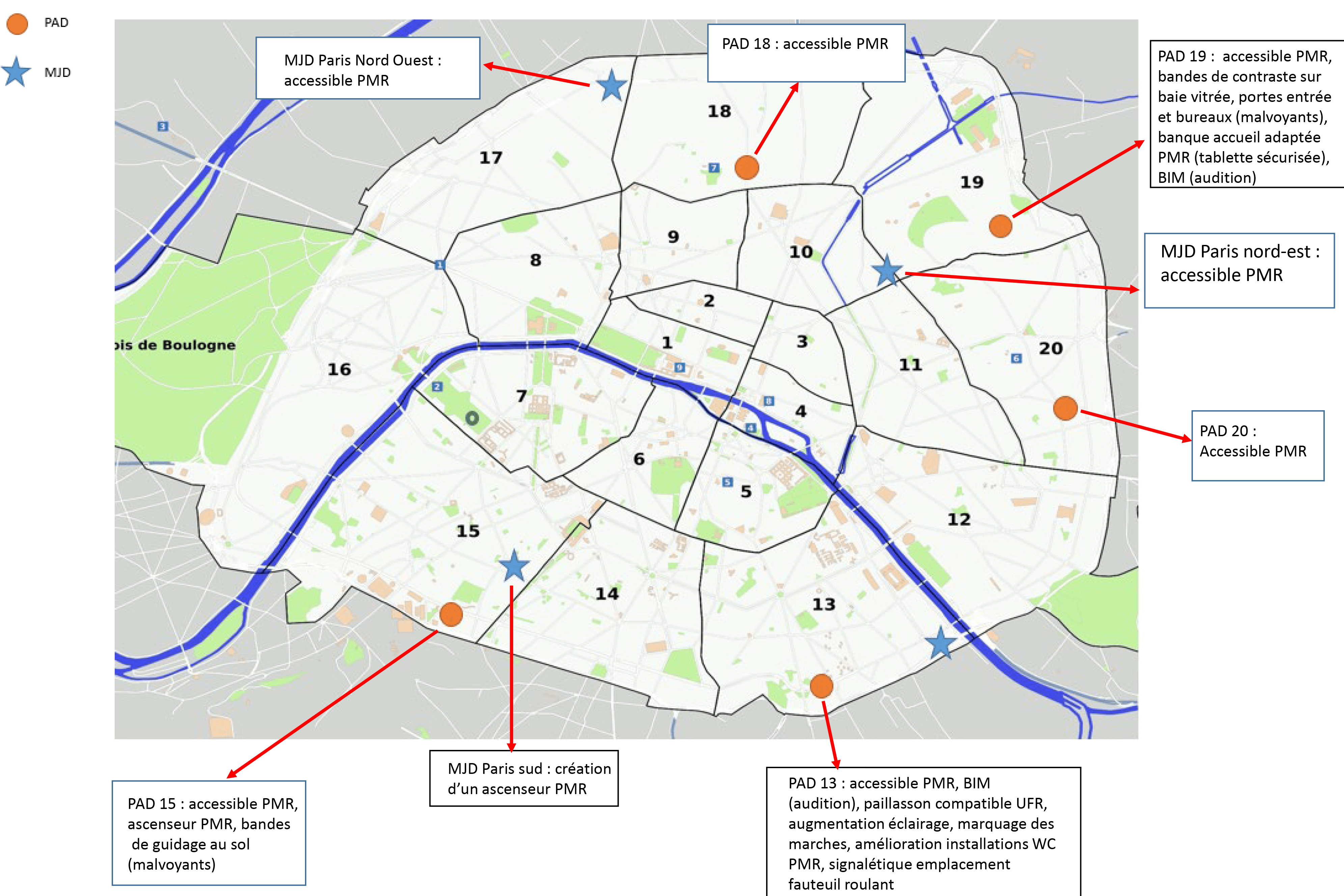 Cartographie des structures de l'accès au droit à Paris du point de vue de l'accessibilité pour les personnes en situation de handicap