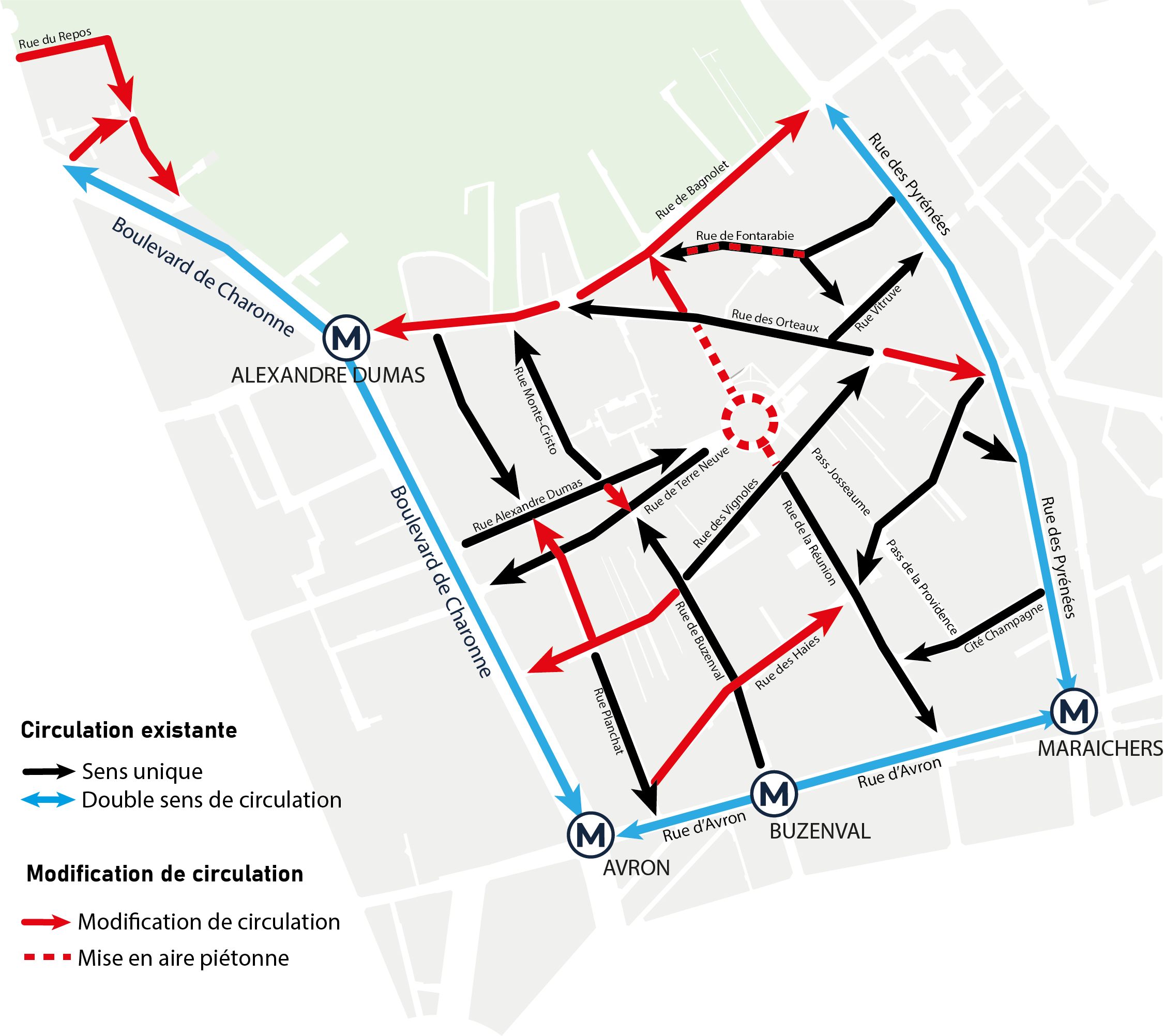 Image du plan de Circulation secteur Réunion - Père-Lachaise