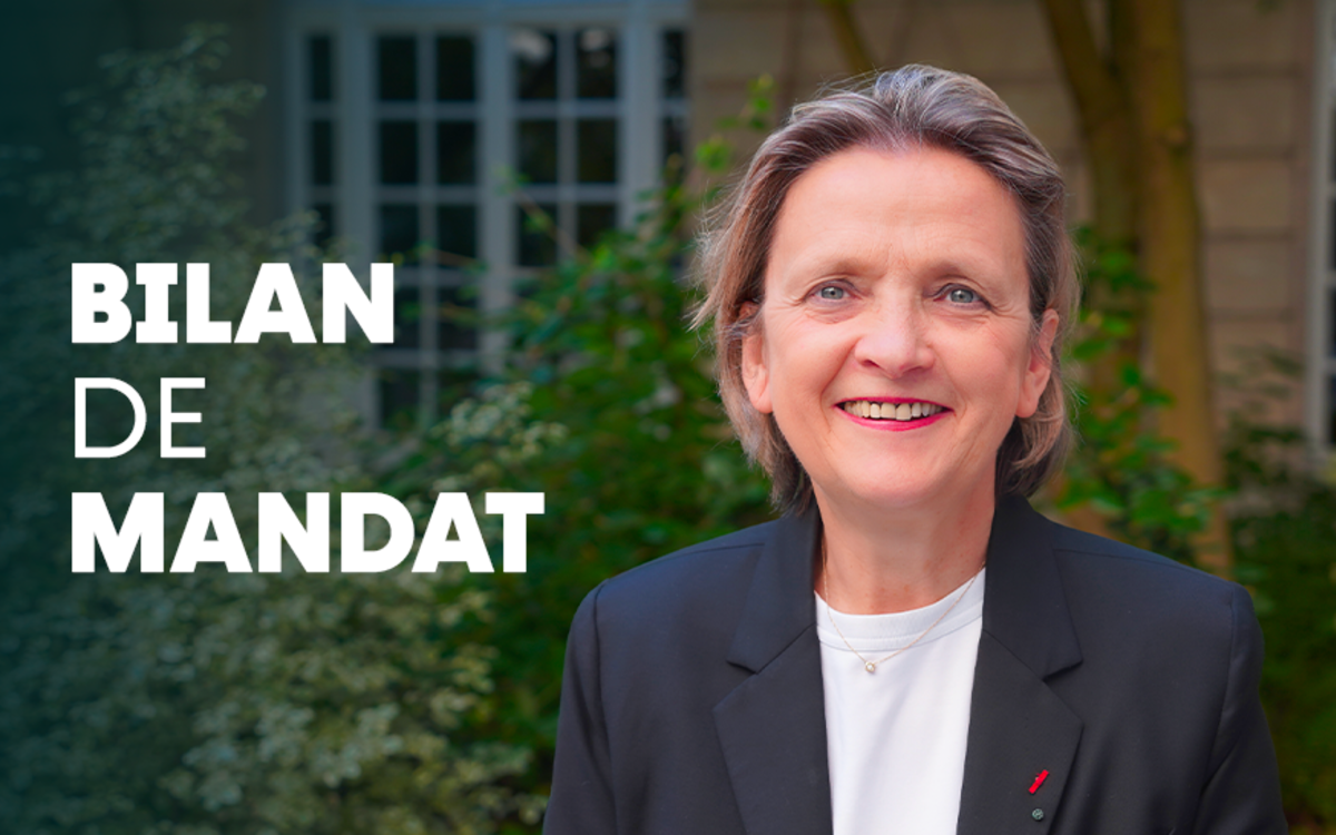 Florence Berthout, maire du 5e arrondissement, présente le bilan de mandat sur la couverture du nouveau numéro de CINQ magazine, le magazine d'information de la mairie du 5e arrondissement.