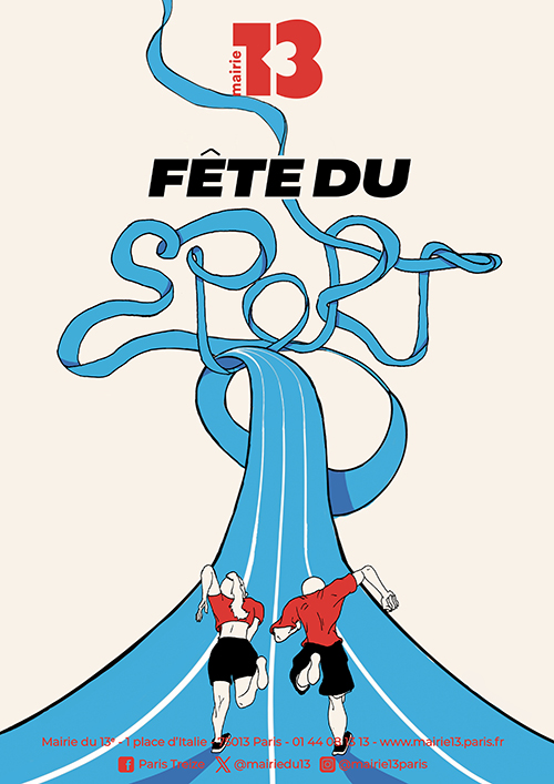 Illustration d'une piste d'athlétisme formant le mot SPORT