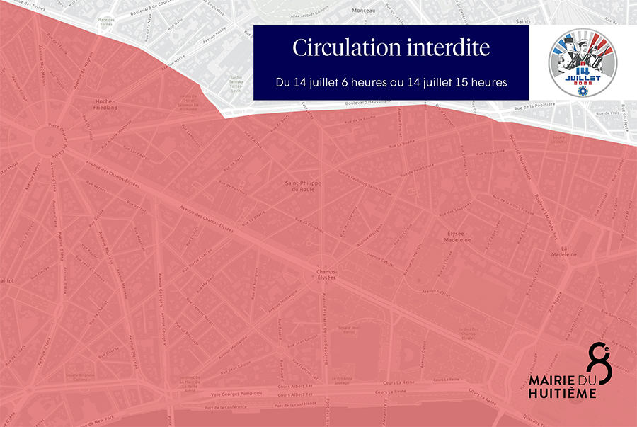 Carte du 8e avec des zones en rouge