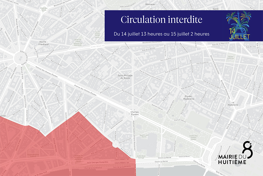 Carte du 8e avec des zones en rouge