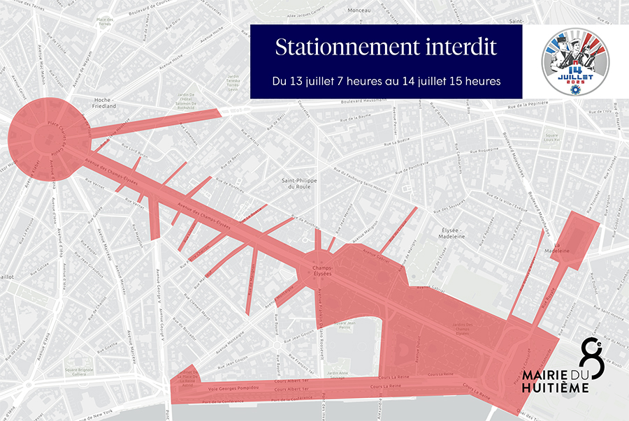 Carte du 8e avec des zones en rouge